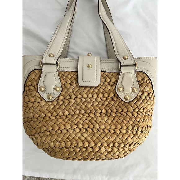 Michael Kors Straw And Ivory Leather Handbag EUC - Picture 5 of 11